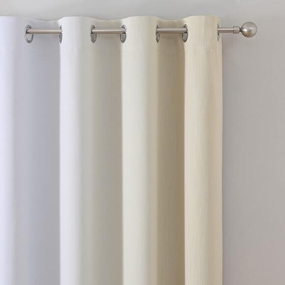 Ombre Beige Greyish White Blackout Curtains Grommet 52Wx84L 2 Panels Bedroom - Picture 2 of 7